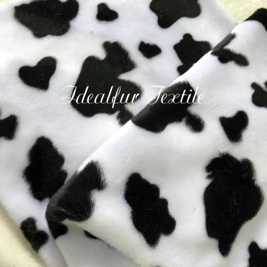 Cow Printing Short Pile Imitation Rabbit Fur