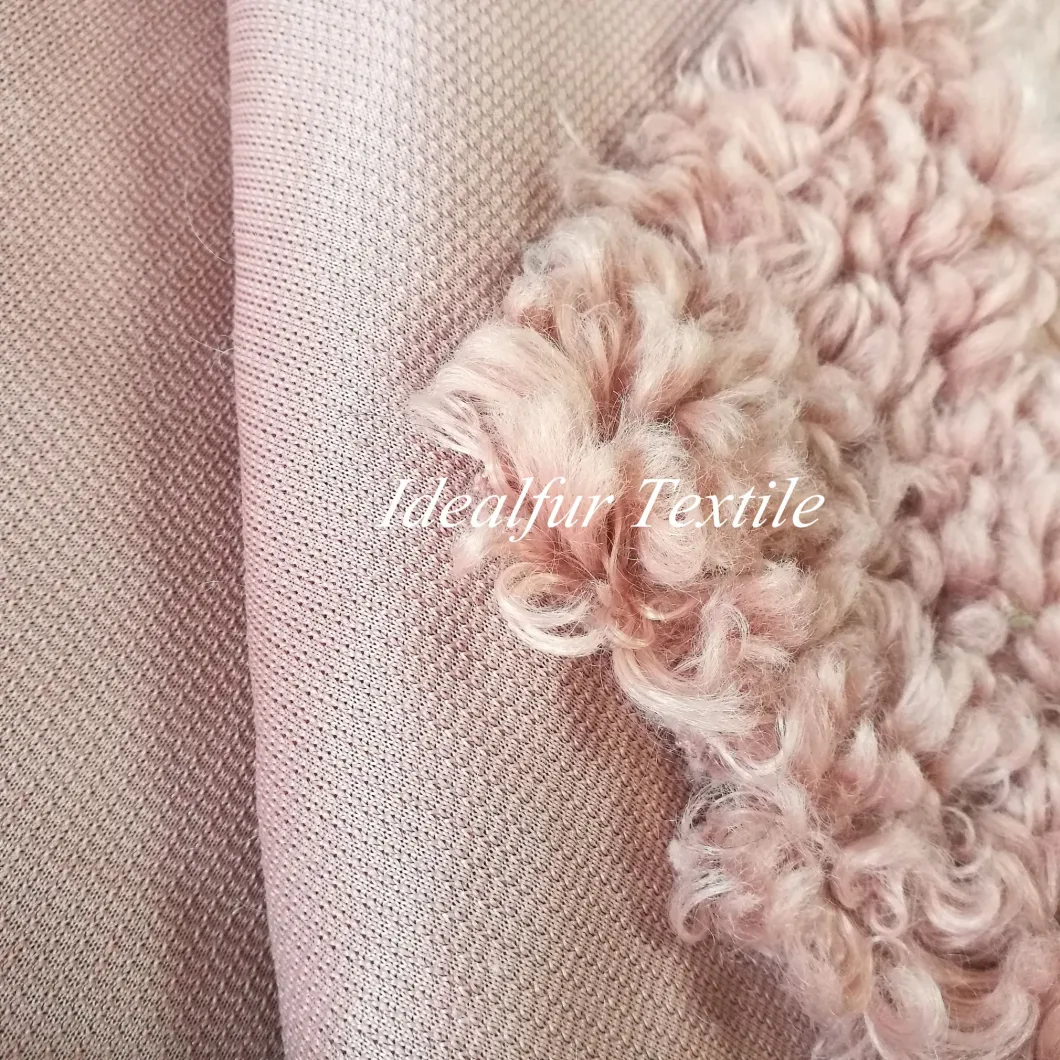 Peach Super Curly Imitation Wool Fake Fur