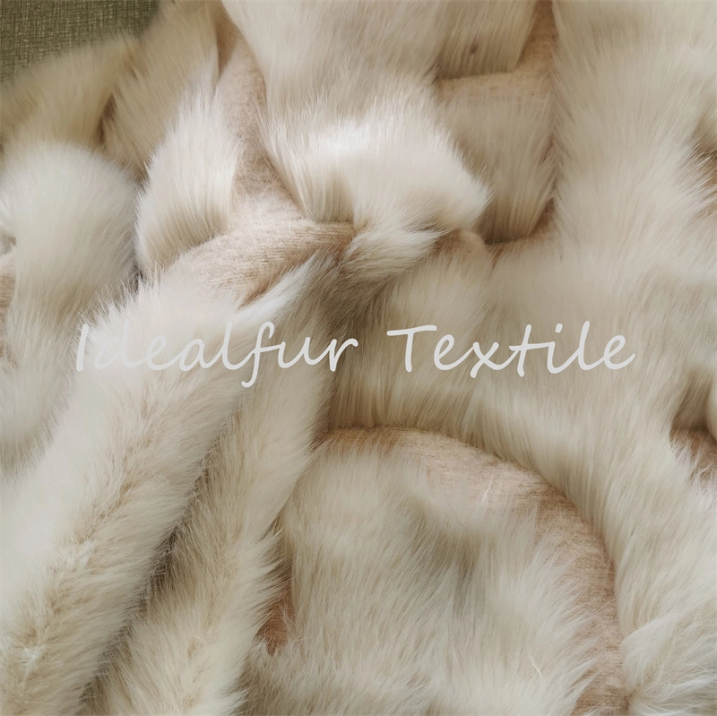 Jacquard Long Pile Fur with Numbers Animal Imitation Fur for Vest