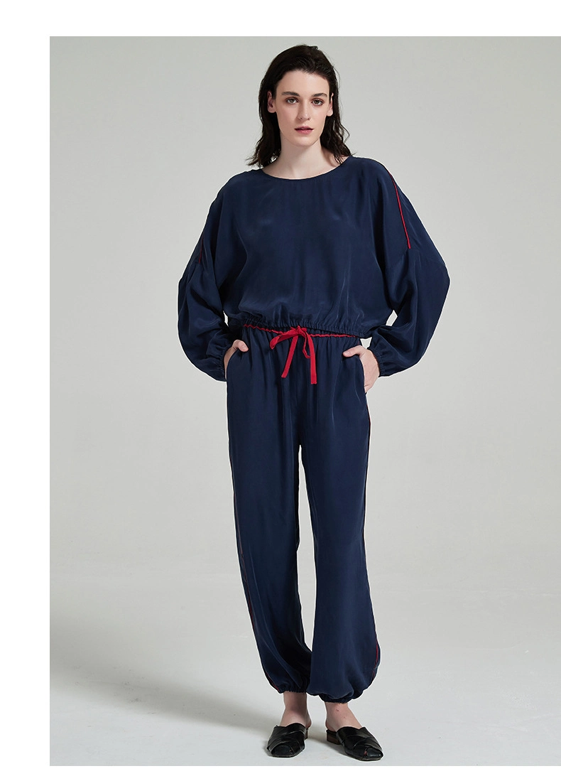 The Manufacturer Supplies New Silk Pajama Suit, Two Piece Waist Closing Sand Washing Mulberry Silk Simple Household Clothes, Which Can Be Worn Externally