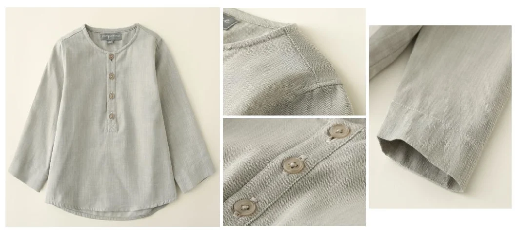 Boy Grey Herringbone Linen Shirt Clothes