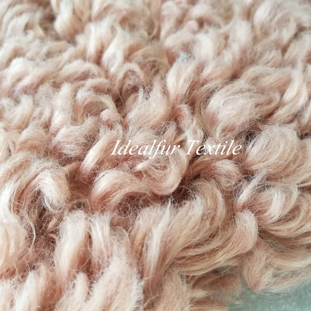 Peach Super Curly Imitation Wool Fake Fur